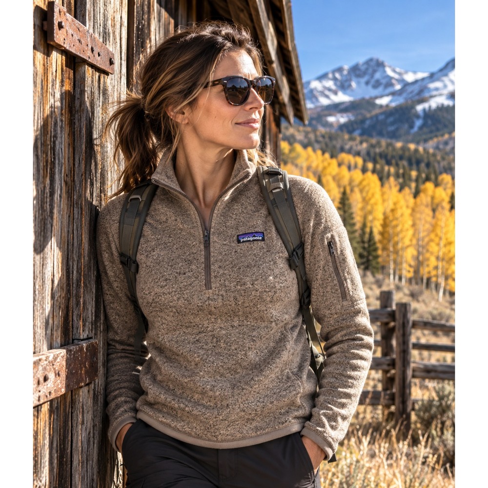 Patagonia Better Sweater Womens S 1/4 Zip Fleece Furry Taupe 25618 Hiking